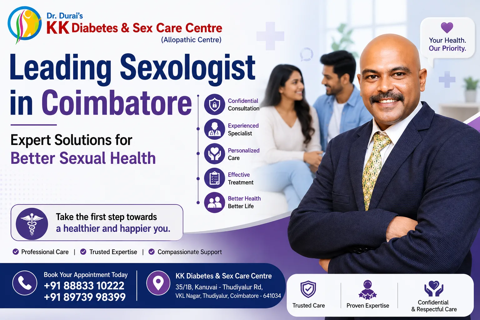 Leading Sexologist in Coimbatore providing expert solutions for better sexual health at KK Diabetes & Sex Care Centre
